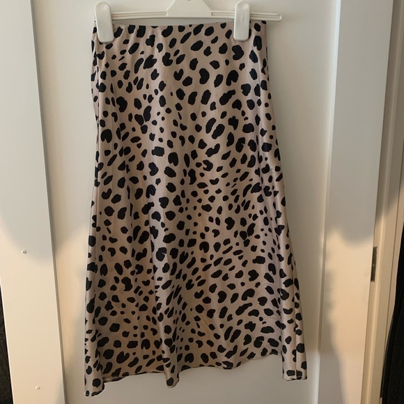Aqua leopard print midi slip skirt - Picture 4 of 5